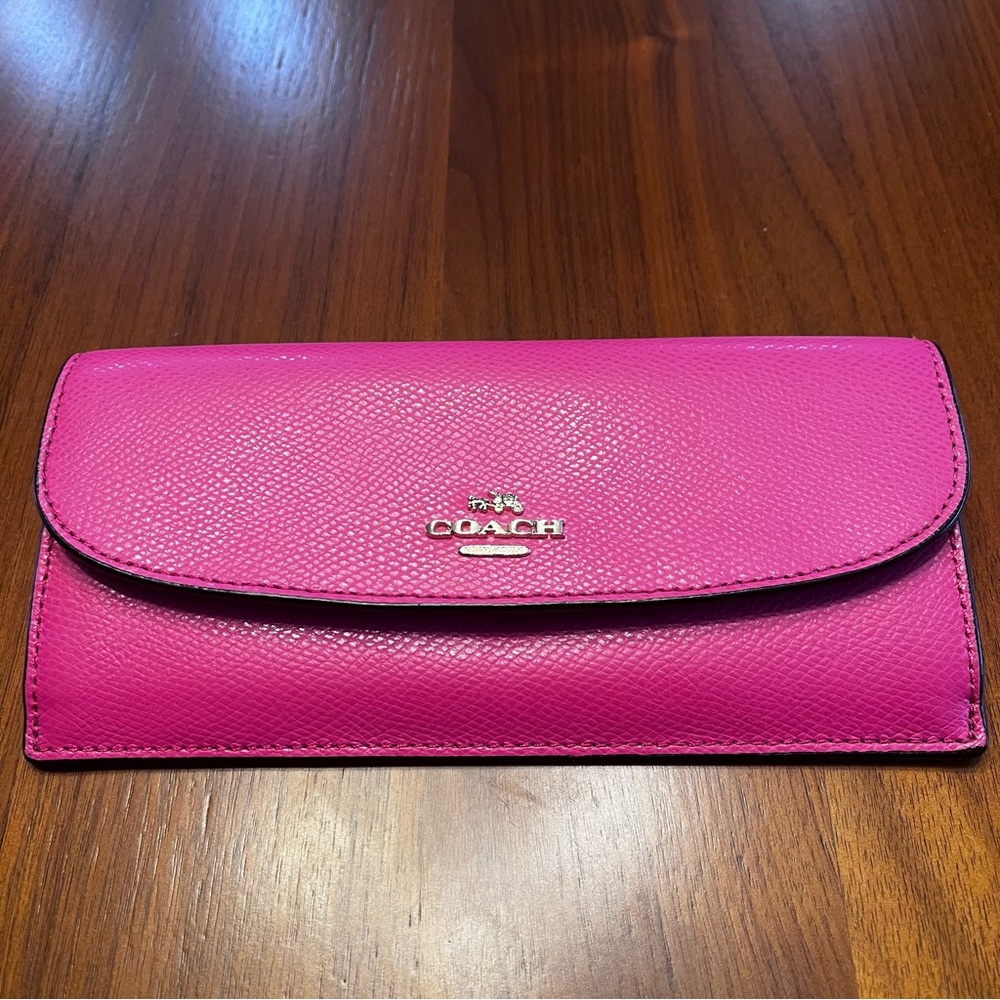 Coach pink leather envelope wallet like new